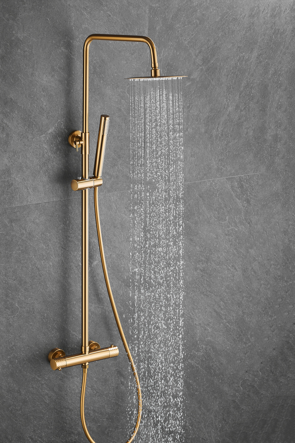 high quality fashion new style brushed gold thermostatic bathroom shower faucet set shower system