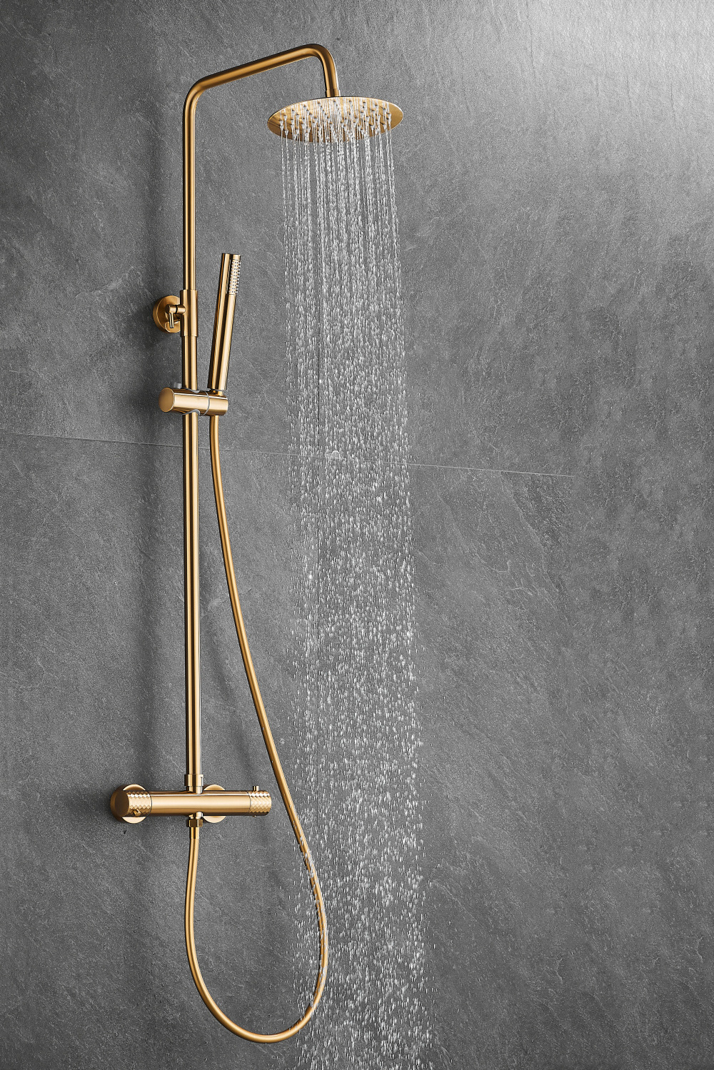 high quality fashion new style brushed gold thermostatic bathroom shower faucet set shower system