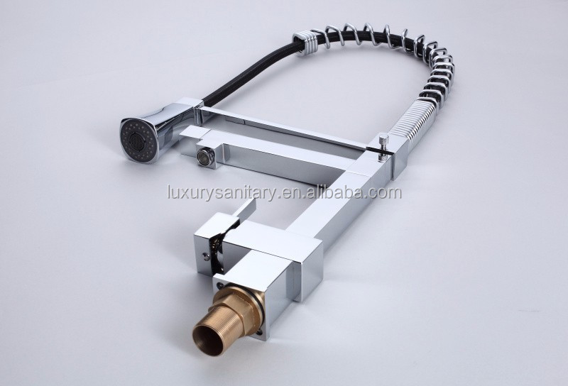 New Luxury high quality 3-way brass long pull out spring loaded kitchen sink mixer tap faucets