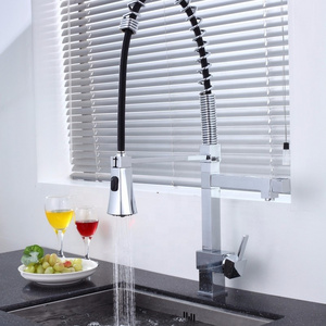 New Luxury high quality 3-way brass long pull out spring loaded kitchen sink mixer tap faucets