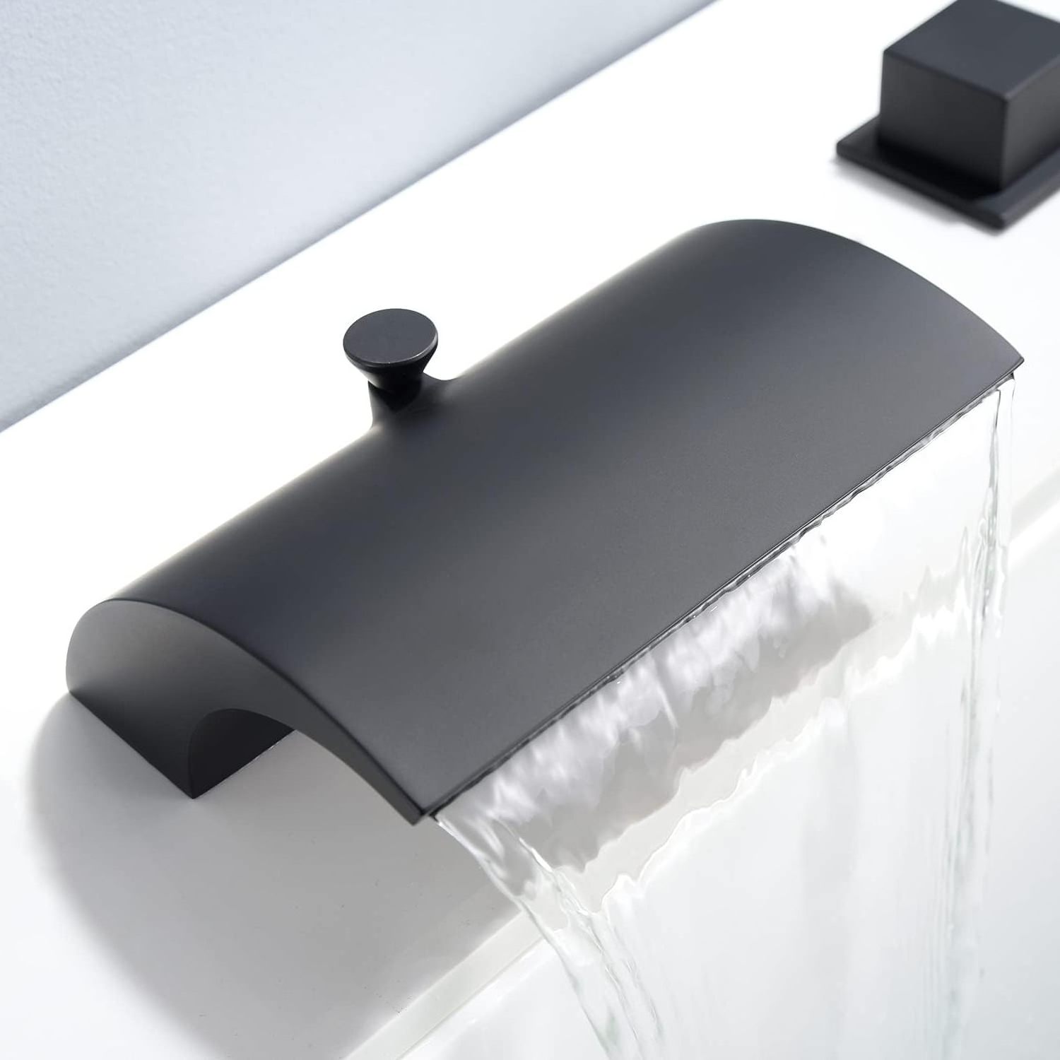 Black Roman Tub Faucet Waterfall Bathtub Faucet With Hand Shower, High Flow Rate