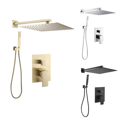 Shower system black bathroom shower set wall mounted 12-inch high pressure shower head and hand spray