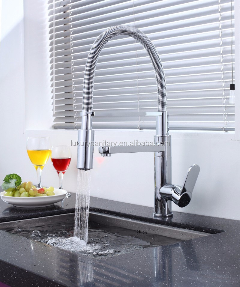 Germany style high quality luxury brass pull down spring loaded kitchen sink mixer faucet tap