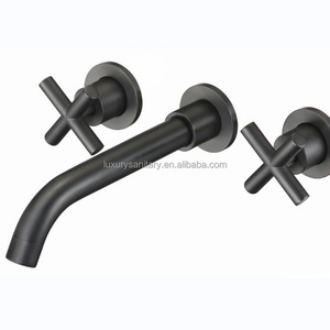 brass material double handle black color inwall concealed Embedded tap wall faucet