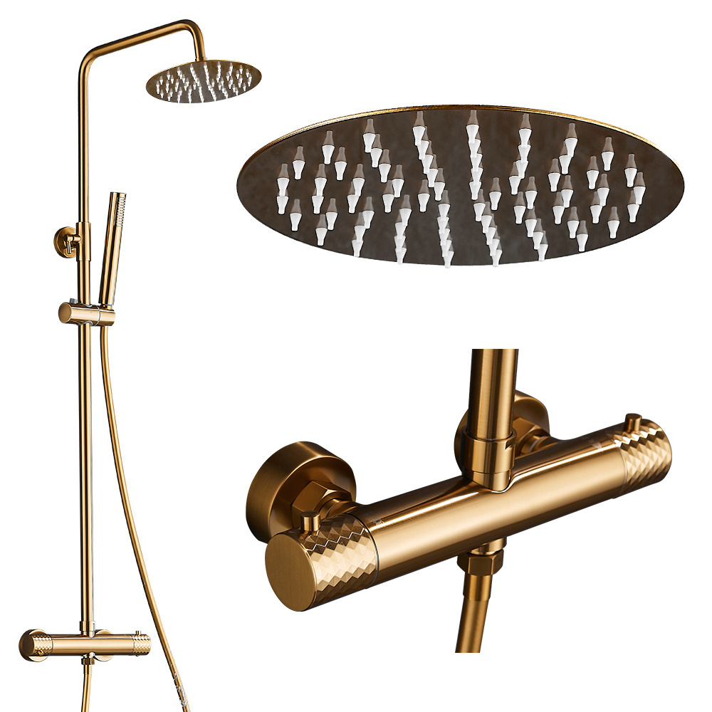 high quality fashion new style brushed gold thermostatic bathroom shower faucet set shower system