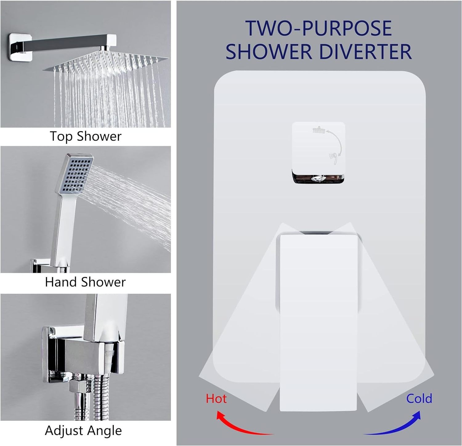 Bathroom Shower System 8 Inch Rain Shower Head Combo Set with Valve and trim Luxury Rain Mixer Silver concealed shower faucet