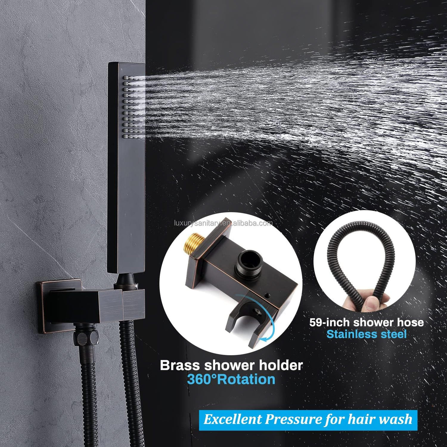 Oil Rubbed Bronze Rain Shower System with Body Spray, Ceiling Rainfall Shower Faucet Complete Kit with 3-way Diverter Val