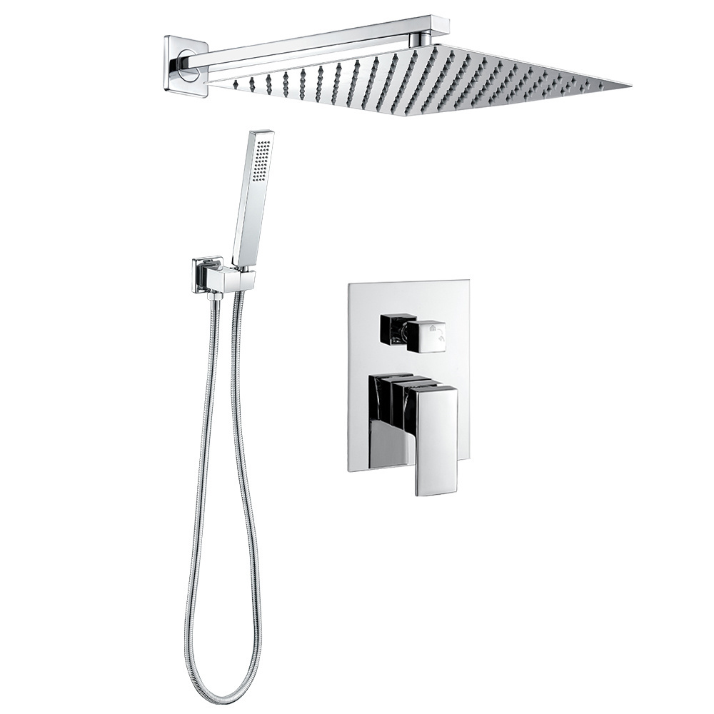 Shower system black bathroom shower set wall mounted 12-inch high pressure shower head and hand spray