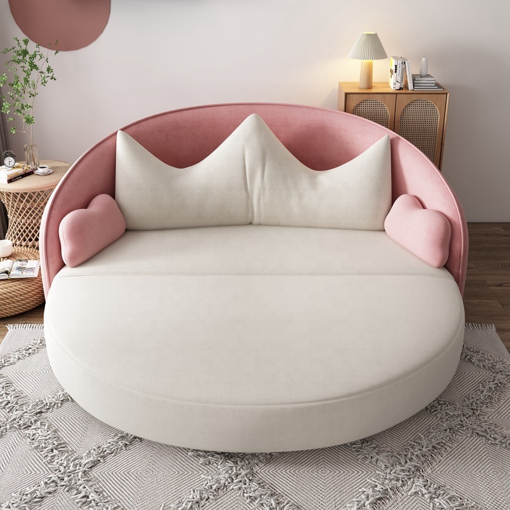 Pink fold sofa cum bed with price round curved linen futon kids room sofa bed furniture convertible modern folding sleeper sofa