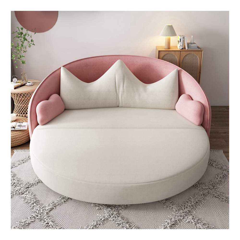 Pink fold sofa cum bed with price round curved linen futon kids room sofa bed furniture convertible modern folding sleeper sofa