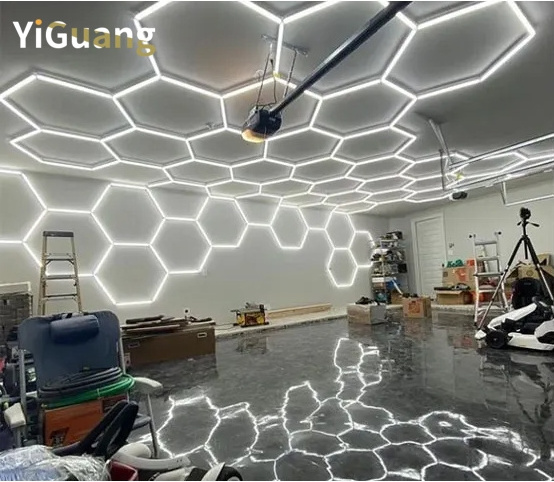 AC85-265V 6500K Aluminum Hexagon LED Lights Car Detailing Ceiling LED Shop Light for Warehouse Workshop Gym Basement