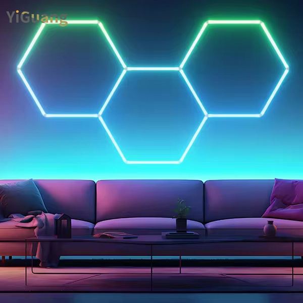 3 grids aluminum RGB hexagonal garage led light hot sale ceiling light for detailing GYM cafe dance room customized for free