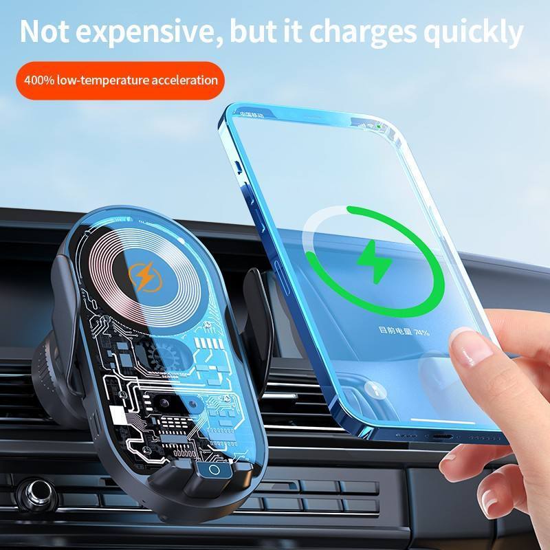 Hot Selling High Quality Transparent Panel Can Be Customized with Logo Car Wireless Charging Phone Holder