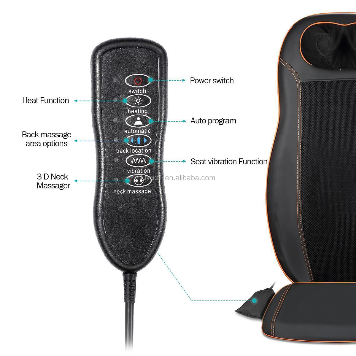 Unique design car and home seat massage cushion 5 motors 3D massage