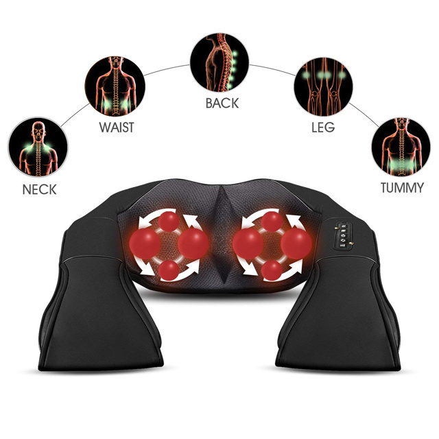 Healax Wrap Kneading Electric Heated Infrared Shiatsu Back Neck Shoulder Massager with heat