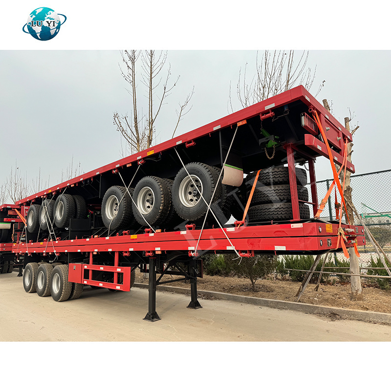 LUYI 3Axle Flat Bed Truck Semi Trailer Load 40 Feet Container Transportation Flatbed Semi Trailer Flatbed Truck Trailer