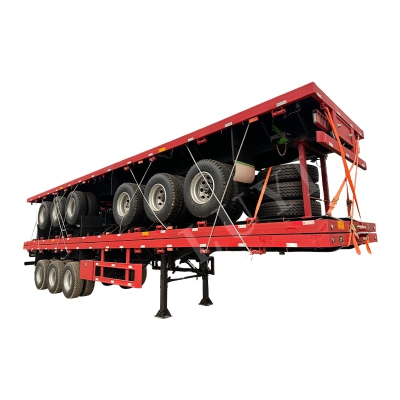 LUYI 3Axle Flat Bed Truck Semi Trailer Load 40 Feet Container Transportation Flatbed Semi Trailer Flatbed Truck Trailer