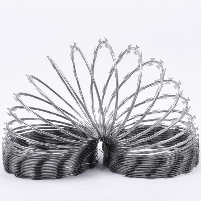 Razor Wire Fence galvanized Concertina  Steel Wire Barbed Wire Coil Steel flat Razor Factory