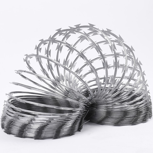 Razor Wire Fence galvanized Concertina  Steel Wire Barbed Wire Coil Steel flat Razor Factory