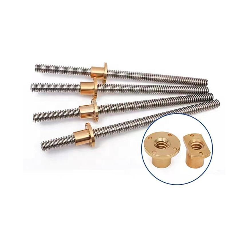 CNC Stainless Steel T5 T6 T8 T10 T12 Trapezoidal Screw Threaded Rod Self Reversing Trapezoidal Lead Screw and Nut