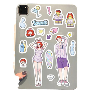 Cartoon model couple stickers DIY hand account small card phone case decoration Korean ins wholesale waterproof stickers