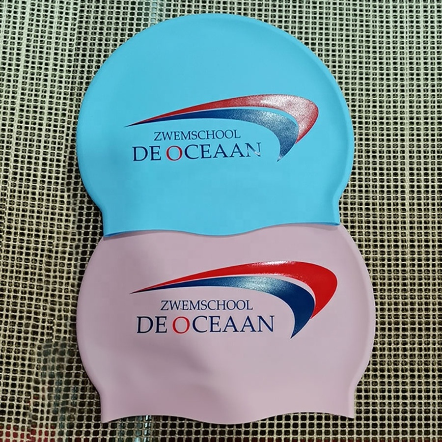 African american ear protection waterproof college team logo swim caps