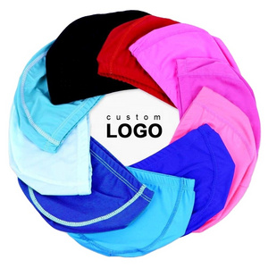 Polyester Fabric Swimming Cap High Stretch Adult Kids Universal Solid Color Clothing Swimming Hat