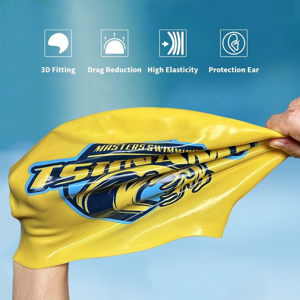 High Quality Seamless 3D Silicone Dome Swim Cap with Customized Logo