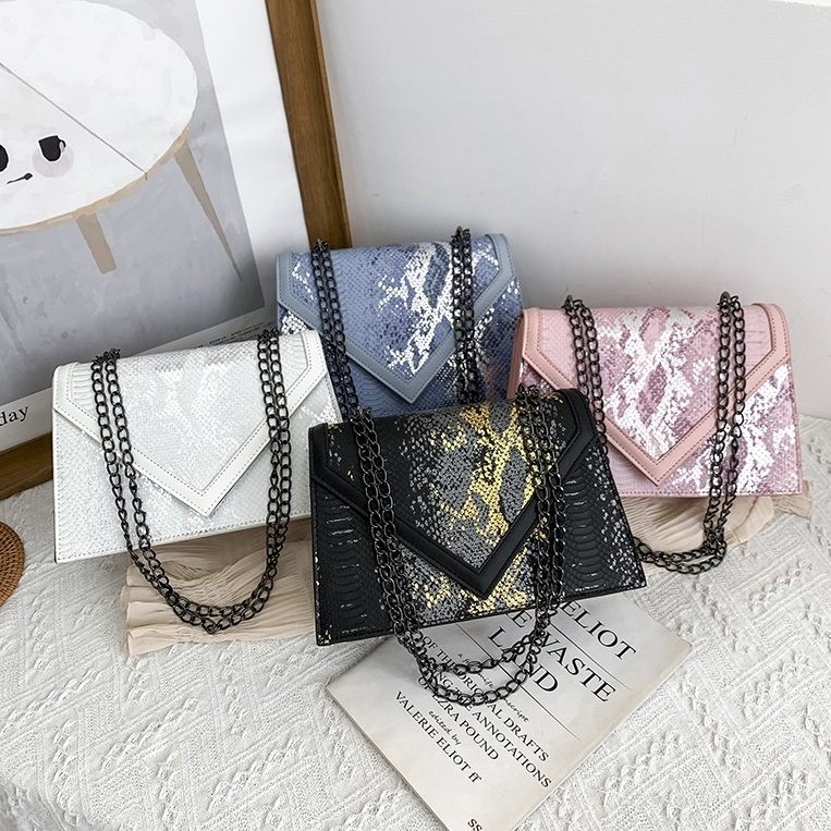 2024 New Fashion Girls Snake Skin Luxury Hand Bags Woman Chain Shoulder Purses Ladies Cute Handbags