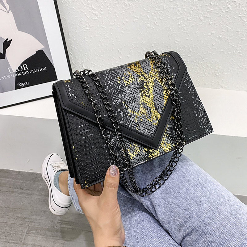 2024 New Fashion Girls Snake Skin Luxury Hand Bags Woman Chain Shoulder Purses Ladies Cute Handbags