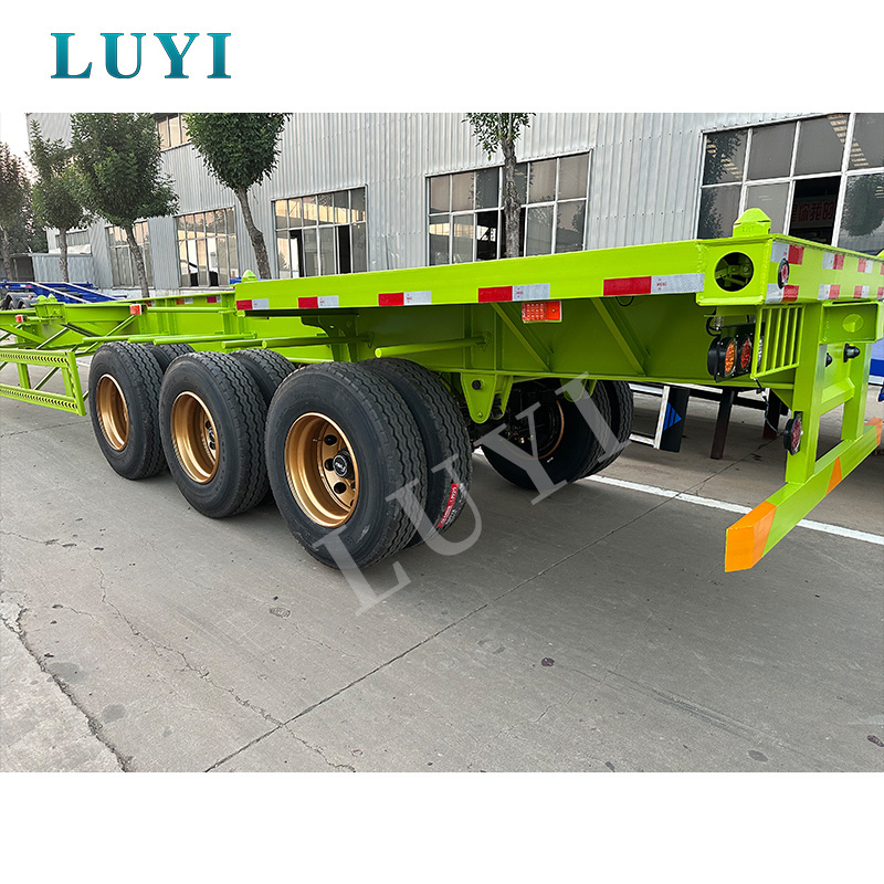 Manufacture factory Price 40ft 20feet Trailer With Container Lock 3 axles Chassis Skeleton Semi Trailer For Sale