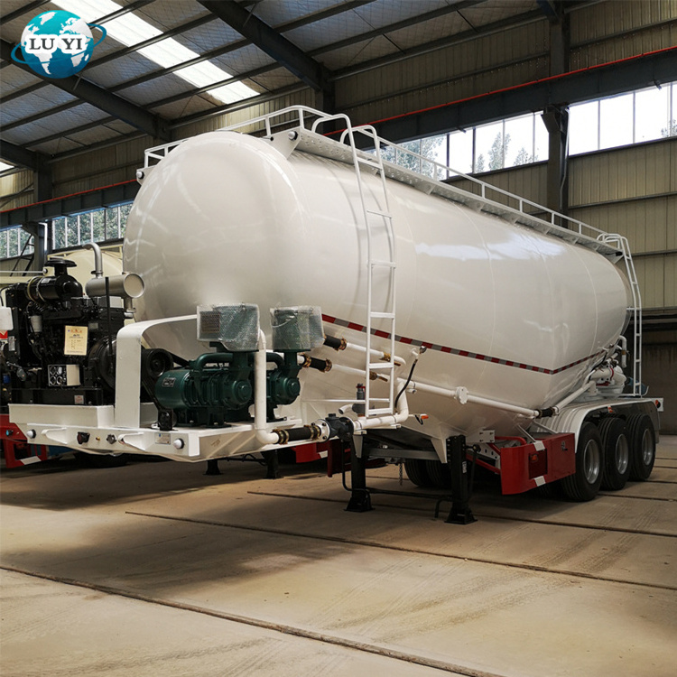 China dry cement bulk tanker semi trailer with air compressor , 65m3 cement bulker for sale In Dubai