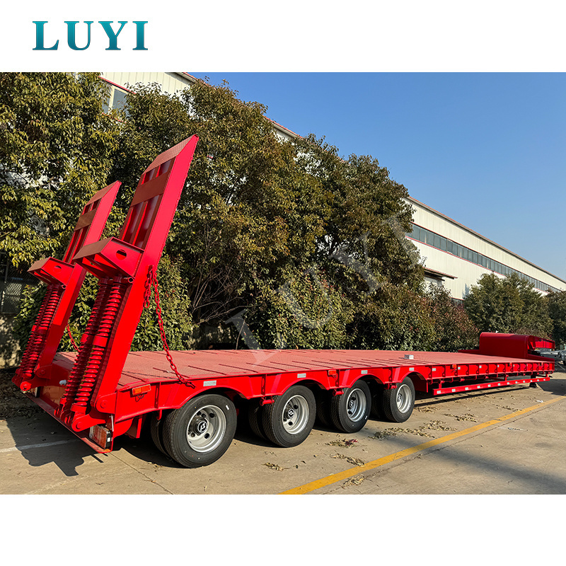 Customized Bulldozer Transport Lowboy Trailer 60 80 Ton excavator load Lowbed low loader Trailer