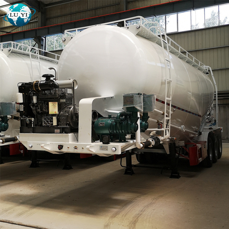 China dry cement bulk tanker semi trailer with air compressor , 65m3 cement bulker for sale In Dubai