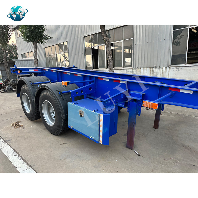 China Factory Sale 40-80 tons 2 Axles 20 Foot 30 feet 40 ft Container Car Carrier Chassis Skeleton Semi Trailer