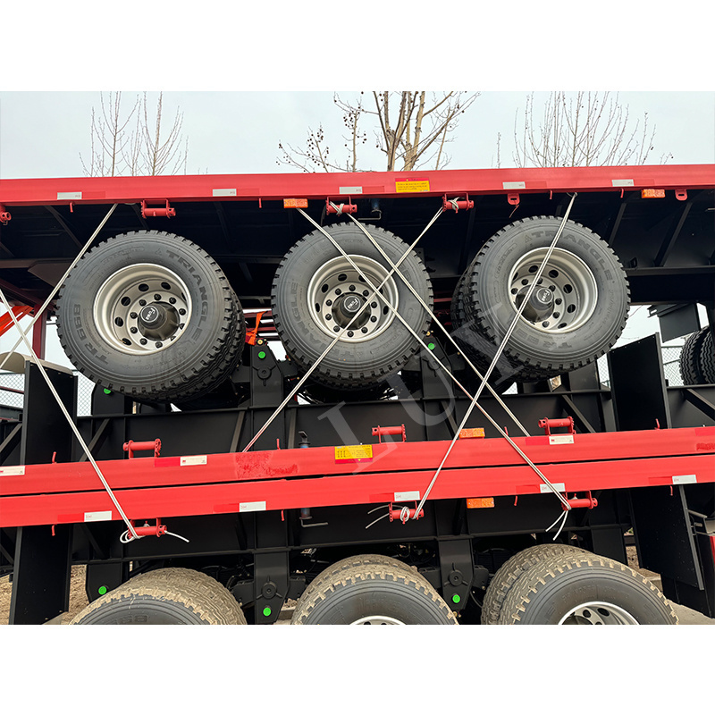 Low price 3 Axle bag cargo transportation 20FT 40FT 45 Foot Container Chassis 40-60 ton Flatbed Truck Trailer