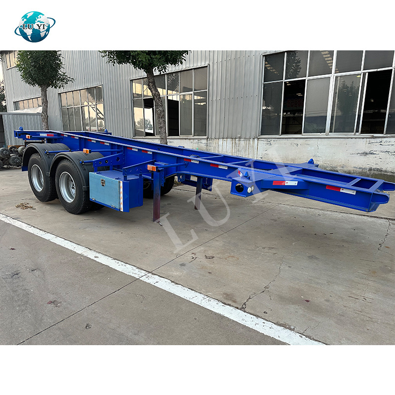 China Factory Sale 40-80 tons 2 Axles 20 Foot 30 feet 40 ft Container Car Carrier Chassis Skeleton Semi Trailer