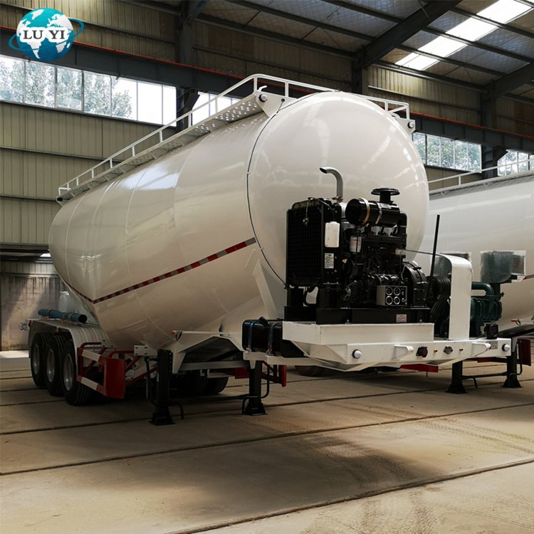 China dry cement bulk tanker semi trailer with air compressor , 65m3 cement bulker for sale In Dubai