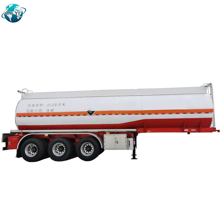 High Quality 3 axles 25 cubic 30 cubic Transport Chemical Caustic Soda liquid oil tanker tank semi trailer truck