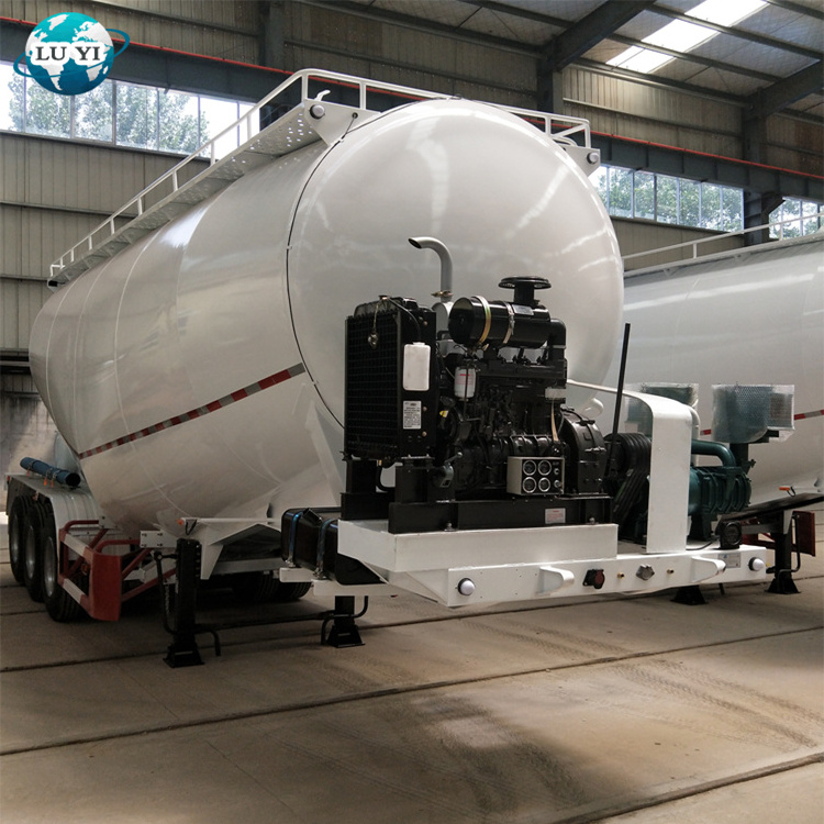 China dry cement bulk tanker semi trailer with air compressor , 65m3 cement bulker for sale In Dubai