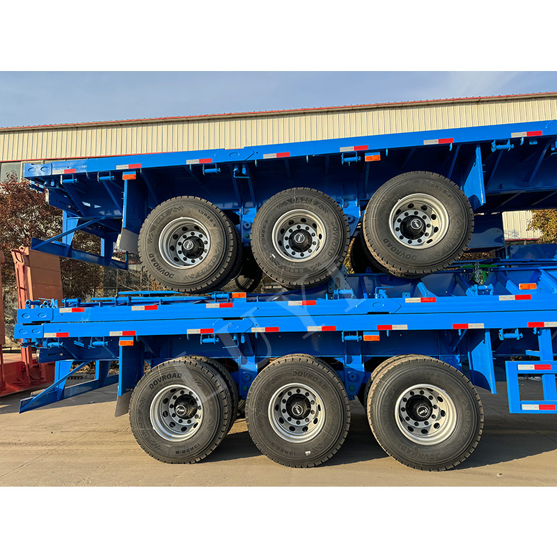 2024 Export 3 Axles 20ft 40ft Container Transportation 60-100Tons Flat Bed Flatbed Truck Semi Trailer