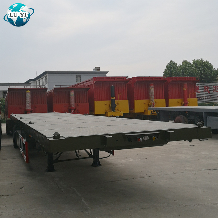 High Quality 60ton to 80 ton 40ft Flatbed Container Semi Trailer Cargos transparent Truck Chassis With Container lock