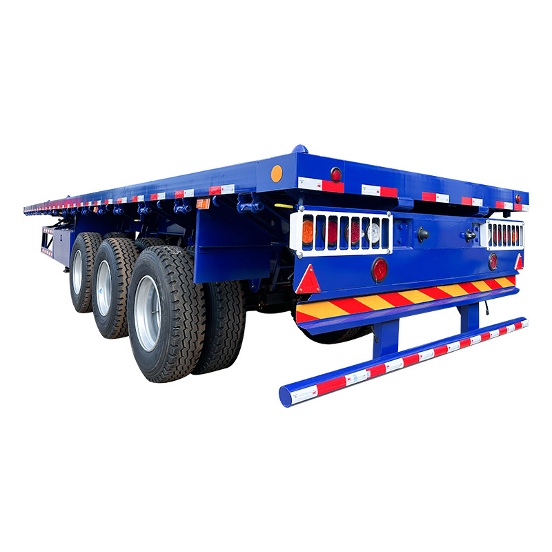 LUYI  Export 3Axles 20ft 40ft Container Transportation 60-100Tons Flat Bed Flatbed Truck Semi Trailer In Africa