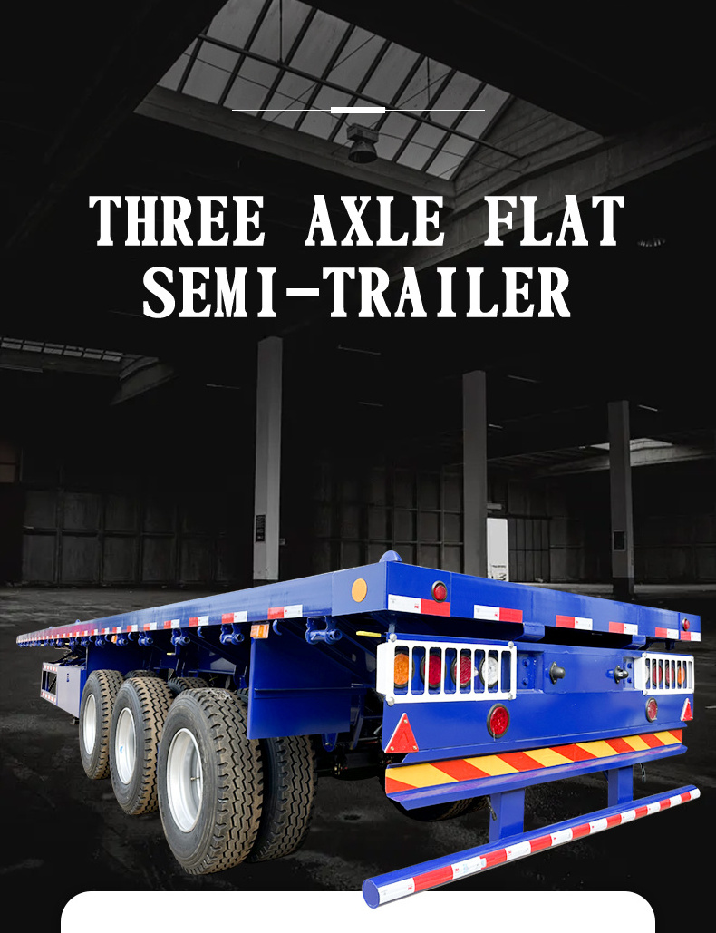 LUYI  Export 3Axles 20ft 40ft Container Transportation 60-100Tons Flat Bed Flatbed Truck Semi Trailer In Africa