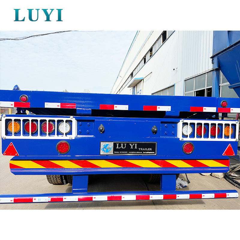 LUYI  Export 3Axles 20ft 40ft Container Transportation 60-100Tons Flat Bed Flatbed Truck Semi Trailer In Africa