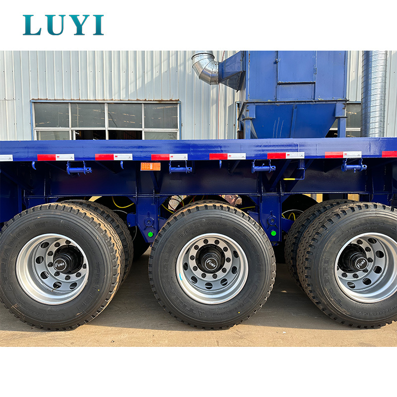 LUYI  Export 3Axles 20ft 40ft Container Transportation 60-100Tons Flat Bed Flatbed Truck Semi Trailer In Africa