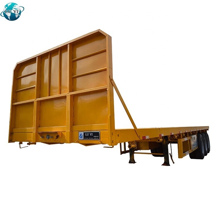 Luyi factory price new  3 axle flatbed 20ft 40ft  container semi truck trailer in africa