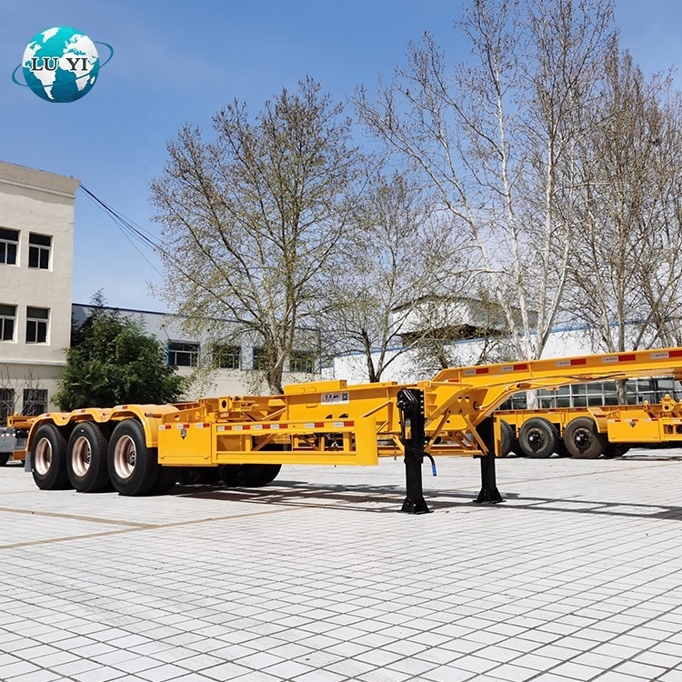 3 axle 40ft 20ft   Skeleton  Semi Trailer 20ft 40ft 45ft  container  with 12 twist locks