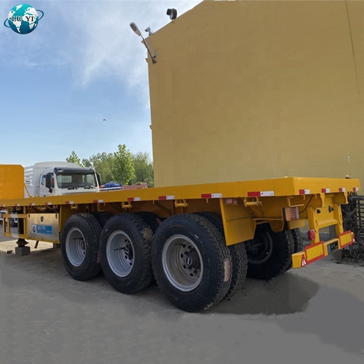 Luyi factory price new  3 axle flatbed 20ft 40ft  container semi truck trailer in africa