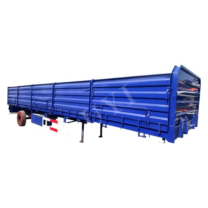 High quality 3 Axles 12.5 m Fence Cargo semi Trailer 40 60 ton bag transport Side Wall Trailer